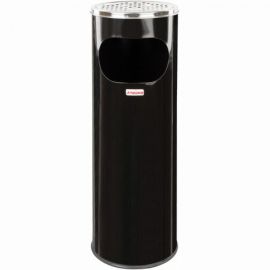 Урна ЛАЙМА Профессионал с пепельницей, 18 литров, нержавеющая сталь, черная 606298 