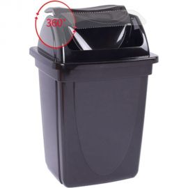 Корзина для бумаг Стамм 12 л, цельная с вращающейся крышкой, черная КР90 