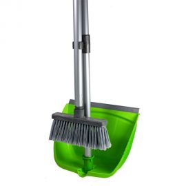 Набор для сухой уборки InLoran совок и щетка с длинной ручкой 80 см, салатовый MSO-22SL 