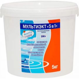 Комплексное средство для обеззараживания и очистки вод МАРКОПУЛ КЕМИКЛС 5 в 1, ведро 5 кг, таблетки 200 г М66 