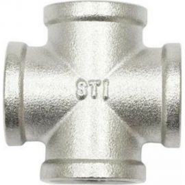 Крестовина латунная STI Ду20 (3/4") Ру16 внутренняя резьба никелированная D270-00409 