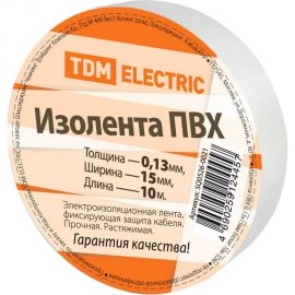 Изолента ПВХ TDM 0.13х15 мм белая 10 м SQ0526-0021 
