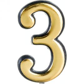 Дверная цифра Левша ""3"" 50 мм, пластмасса, клеевой слой, золото У4-9103.З 