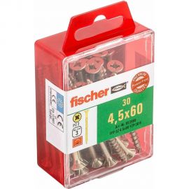 Шуруп для дерева Fischer fpf-sz 4,5x60 yzp, жёлт. цинк, 30 шт. 653960 