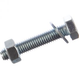 Болт Tech-Krep DIN933 с шестигранной головкой, оцинкованный М12х60 + гайка + шайба 2 шт - пакет 136924 