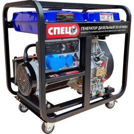 Дизельный генератор Спец SD-8700E4, 1 фаза, 6.9/7.2 кВт, бак 12,5 л, медный альтернатор, электростартер, аккум. 28Ач, колеса 4шт, розетки 2x16А, 1x32А СПЕЦ-4064 