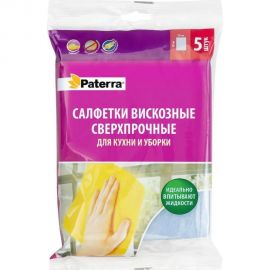 Вискозные салфетки PATERRA сверхпрочные, 30х38 см, 5 шт. в упаковке 406-062 