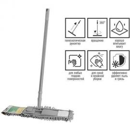 Швабра для пола с насадкой из шенилла PERFECTO LINEA Solid серая 43-492034 