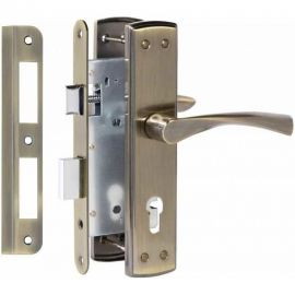 Врезной замок VETTORE 7255-4 AB в комплекте с ручкой, бронза 20283 