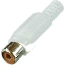 Разъем RCA гнездо Pro Legend пластик на кабель, белый, PL2155 