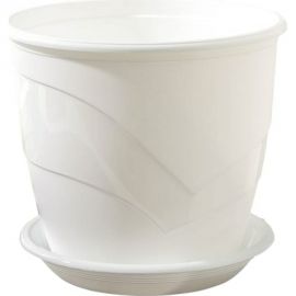 Горшок для цветов с поддоном СИМАЛЕНД Венеция 2 л, 16х14 см, белый 4483974 