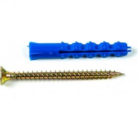 Набор для крепления ВИРТУОЗ дюбель 6х40 К, шуруп 4х50 потайная головка, желтый цинк, 18 шт. 29010 