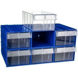 Пластиковый короб СТЕЛЛА-ТЕХНИК 140x250x100 мм, комплект 6 штук C-2-К6-синий-прозрачный 