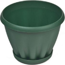 Горшок с поддоном Материя Пластика Знатный темно-зеленый, диам. 225 мм, 3.9 л 044174 