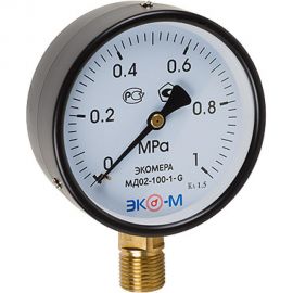 Манометр ЭКО-М Экомера МД02-100 мм 0..1 МПа G1\2 (Эконом) МД02-100-G-1МПа-ЭИ 