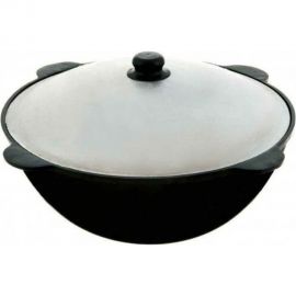 Чугунный казан Davr Metall Узбекский 4.5 л, плоское дно, с алюминиевой крышкой КазУз4,5ЛП 