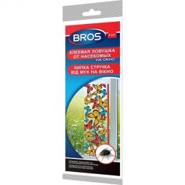Декоративная липкая полоска от мух и фруктовых мошек BROS на окна, горшки, 4 шт 700257 