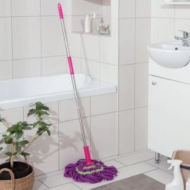Швабра с отжимом Доляна Плетенка насадка из микрофибры, стальной черенок 120 см, цвет микс 839342 
