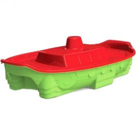 Песочница-бассейн Doloni Корабль с крышкой, красно-салатовая, 71.5х138 см 03355/3 