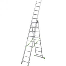 Алюминиевая трехсекционная лестница Новая Высота 3х9 ступеней 2230309 