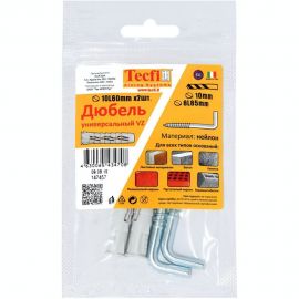 Универсальный дюбель Tecfi VZ нейлон 10x60 с шурупом-крюк 2 шт - пакет 147457 