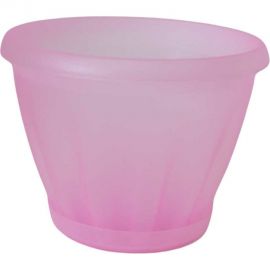 Горшок с поддоном Материя Пластика Знатный полупрозрачный розовый, диам. 140 мм, 1 л 042756 