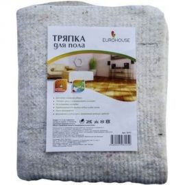 Тряпка для пола EUROHOUSE 200 г/м2, ХБ, 50х70 см, с оверлоком, серая, в рулоне 13953 