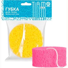 Губка для тела TIAMO SPA КРУГ Люкс с петлей, коралловый поролон 7756 