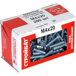 Винт Стройбат пот. DIN 965 М4x20 белый цинк 200 шт 106221 
