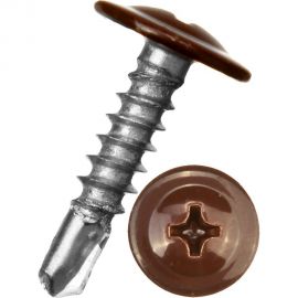 Саморез с прессшайбой крепежная техника коричневый, 4,2x16, ral 8017, сверло, 50 шт. 10658 