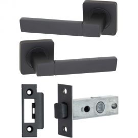 Дверная ручка r06.081 mbp в комплекте с дверной защелкой c-03b kevlar mbp VETTORE черный матовый 102 