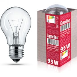 Лампа накаливания Camelion 95/A/CL/E27/G (с прозрачной колбой, ЛОН, ГОФРА, Б230-95-6) 15043 