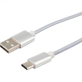 Кабель USB Type-C - USB REXANT 2,4A серебристая нейлоновая оплетка 1 м 18-1884 