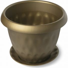 Горшок для растений с поддоном Martika Розетта 1.7 л, диам. 170 мм, золотой С126ЗОЛ 