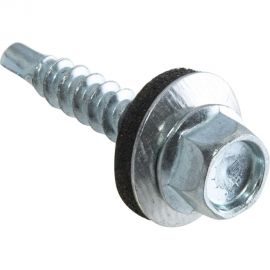 Кровельные саморезы с буром Стройбат 6,3x25 белый цинк 250 шт 304470 