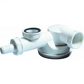 Сифон Wirquin ESPACE 1 1/2 х 40 мм, сверхплоский, с отводом для стиральной машины, без выпуска 30717975 