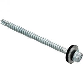 Кровельные саморезы с буром Стройбат 4,8x80 белый цинк 150 шт 335450 