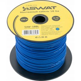Монтажный кабель SWAT 18Ga/0,75мм2 синий, ССА,100м, компактная катушка SAW-18BL 