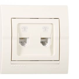 Розетка Lezard DERIY RJ11x2 евро крем 702-0303-138 