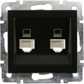 Компьютерная двойная розетка Lezard KARINA чёрный бархат 707-4288-141 