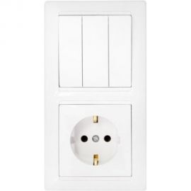 Блок Bylectrica 3 выключателя + розетка с заземляющим контактом СУ, серия СТИЛЬ, белый, 3В-РЦ-695 