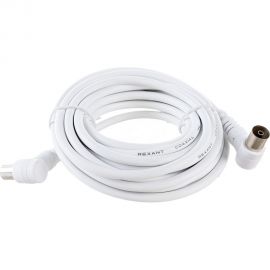 Шнур REXANT ТВ гнездо - ТВ штекер, угловой, длина 5 метров, белый 18-0025 