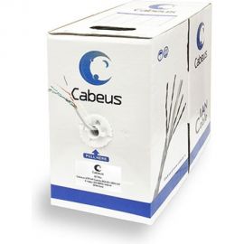 Кабель Cabeus витая пара категория 5e, 4 пары, одножильный, серый, UTP-4P-Cat.5e-SOLID-LSZH-GY 