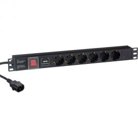 Блок розеток ExeGate ServerPro PDU-19H609 Al-6S-C14-2CU-SPD1 19 1U алюминий 6Schuko кабель с C14 2м SPD1. 280834 