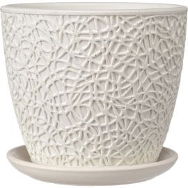 Горшок ООО КОМПОЗИТ Паутинка белый бутон №3. КБ-Б3-178-03 