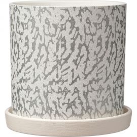 Горшок ООО КОМПОЗИТ Шарм белый серебро цилиндр №2. КБ-Ц2-252-0331 