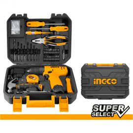 Дрель-шуруповерт INGCO 12В с набором ручного инструмента, 81 предмет HKTHP10811 