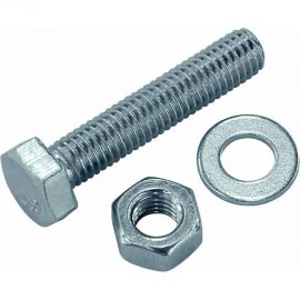 Болт Tech-Krep DIN933 с шестигранной головкой, оцинкованный М12х40 + гайка + шайба 2 шт - пакет 136922 