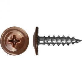 Саморезы ВИРТУОЗ 4,2x19 полусферическая головка с прессшайбой, цинк, острый RAL8017 300 шт 280-05889 