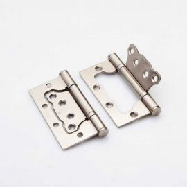 Стальная петля RENZ 100х75х2,5 мм, 2 подшипника, б/колп., подвес, никель матовый (без врезки) DIY100-2BB FH SN безВР 